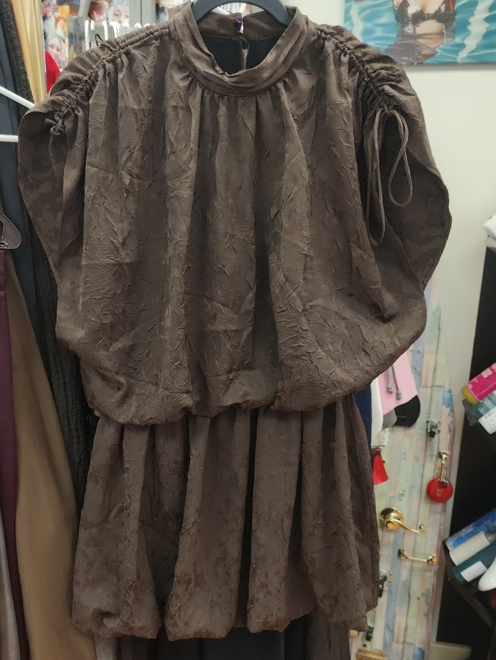 Zara Brown Textured Mini Dress